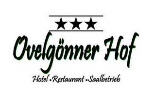Logo des Ovelgönner Hof mit drei Sternen, den Schriftzügen "Hotel", "Restaurant" und "Saalbetrieb".