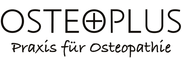 Logo der Osteoplus Praxis für Osteopathie mit Schriftzug in Schwarz und einem Kreuzsymbol.