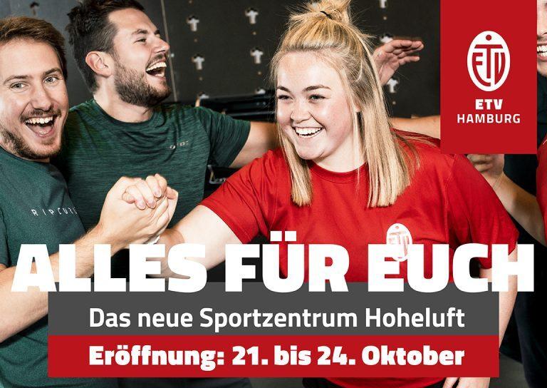 Gruppenszenen mit lachenden Menschen bei der Eröffnung des Sportzentrums Hoheluft, Datum: 21. bis 24. Oktober.