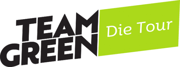 Logo von „TEAM GREEN – Die Tour“ in Schwarz und Grün, mit modernem Schriftzug.