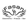 Logo des Fasan-Restaurants mit textlichen Angaben zu Gaststätten, Kneipe und Bar, umgeben von stilisierten Flügeln.