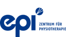 Logo der Firma EPI mit der Abkürzung "EPI" in blauer Schrift und einem stilisierten Symbol über dem 'i'.