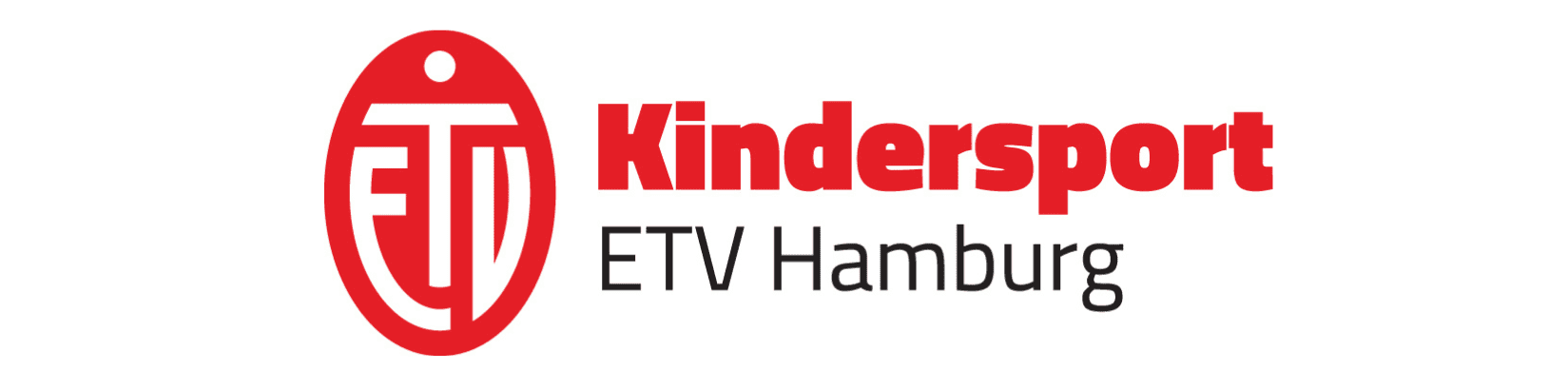 Logo des ETV Hamburg für den Bereich Kindersport in Rot und Schwarz auf weißem Hintergrund.